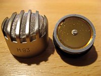 Rozebran mikrofonn kapsle M93 Nr. 7574 - zlacen membrna, kulov charakteristika
