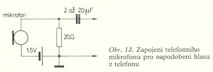 Zapojen� telefonn�ho mikrofonu pro napodoben� hlasu 