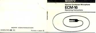 Mikrofon SONY ECM-16 - n�vod k pou�it�