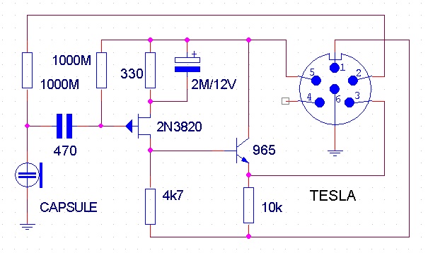 Sch�ma zapojen� mikrofonu bylo nakresleno dle p��stroje