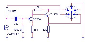 Sch�ma zapojen� mikrofonu bylo nakresleno dle p��stroje