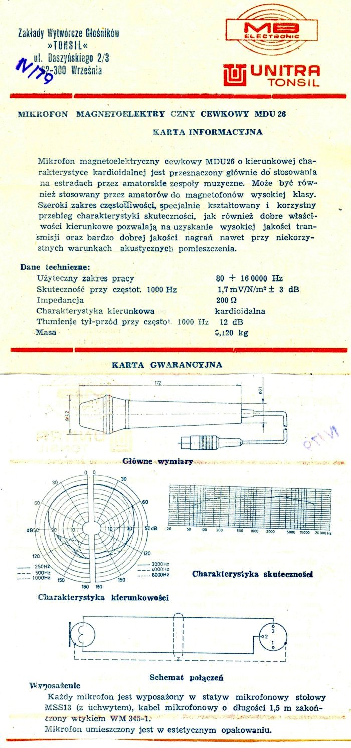 Mikrofon UNITRA TONSIL MDU 26
